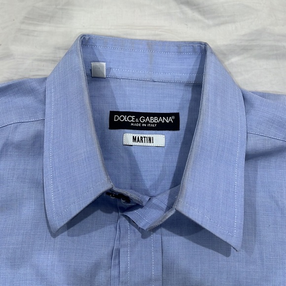 Dolce & Gabbana Martini Mens Blue Dress Shirt - Picture 4 of 7